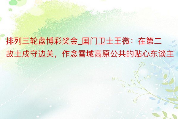 排列三轮盘博彩奖金_国门卫士王微：在第二故土戍守边关，作念雪域高原公共的贴心东谈主